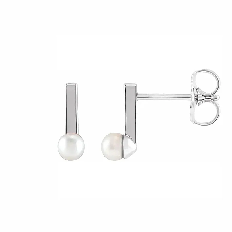 Cultured Seed Pearl Bar Earrings