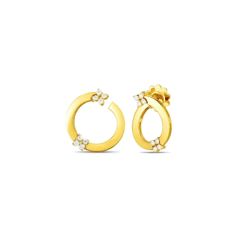 Love in Verona Diamond Double Flower Circle Hoop Earrings