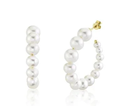 CULTURED PEARL HOOP EARRING