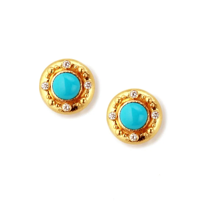 Sleeping Beauty Turquoise and Diamond Earrings