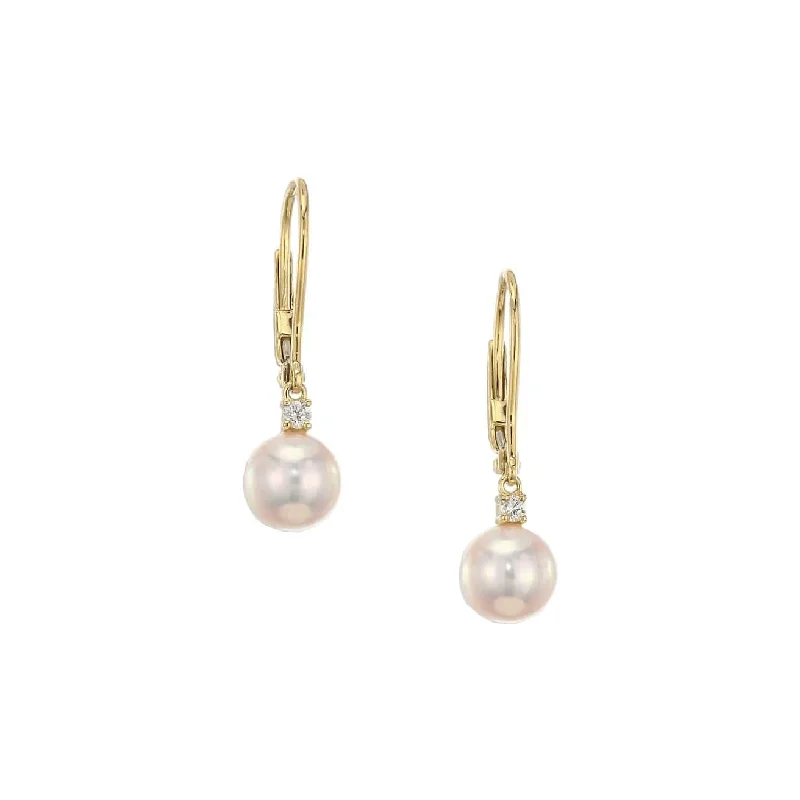 Akoya Cultured Pearl and Diamond Classic Leverback Earrings