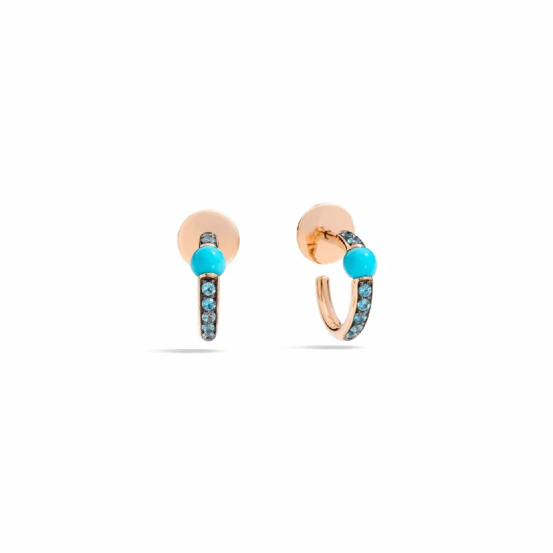 Turquoise & Blue Zircon M'Ama Non M'Ama Huggie Earrings