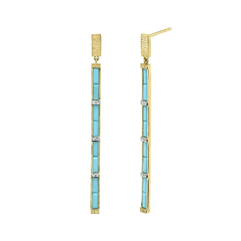 Turquoise and Diamond Drop Earrings