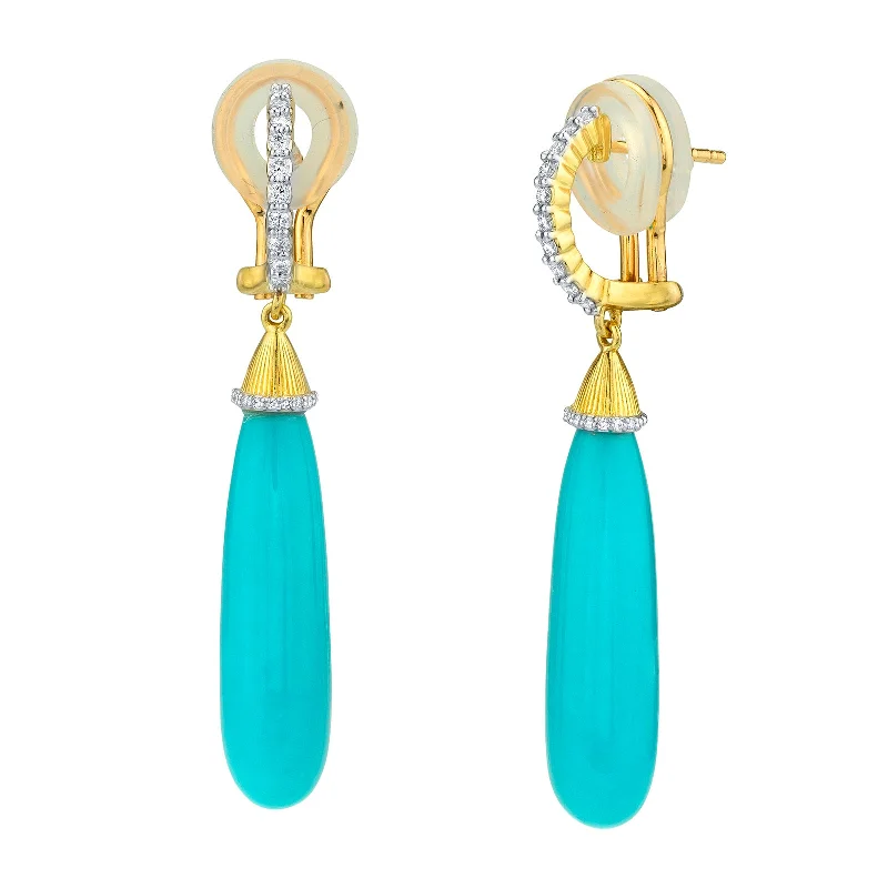 Turquoise and Diamond Drop Earrings