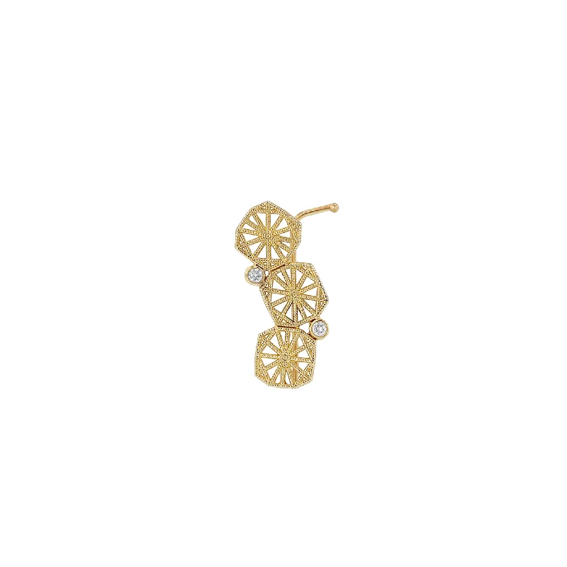 Triple Mini Lace Deco Ear Climber - II w Diamonds