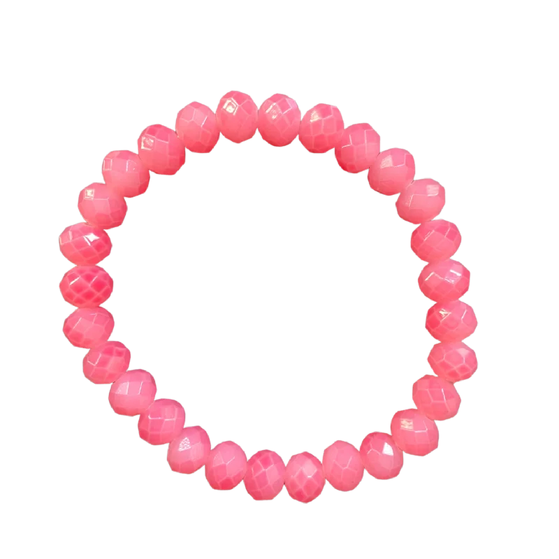 Shocking Pink Faceted Rondelle 8mm Bracelet