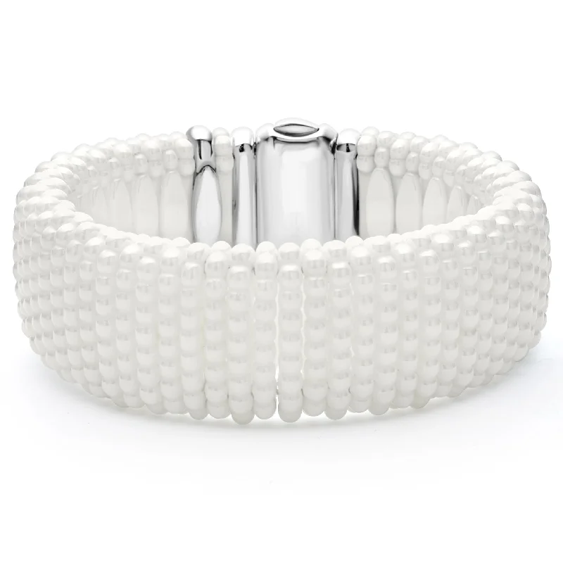 White Caviar Statement Ceramic Caviar Bracelet | 23mm