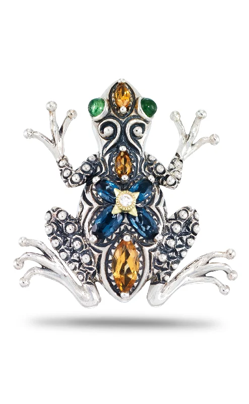 Frog Station Pendant - Diamond, Citrine, London Blue Topaz & Tsavorite