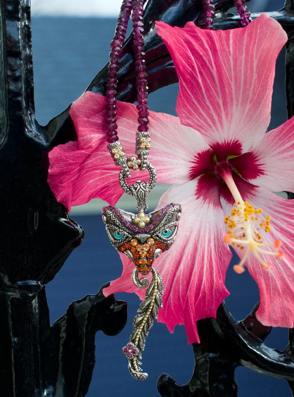 Garuda Bird Enhancer - Citrine, Madeira Citrine, Pink Garnet & Sapphire