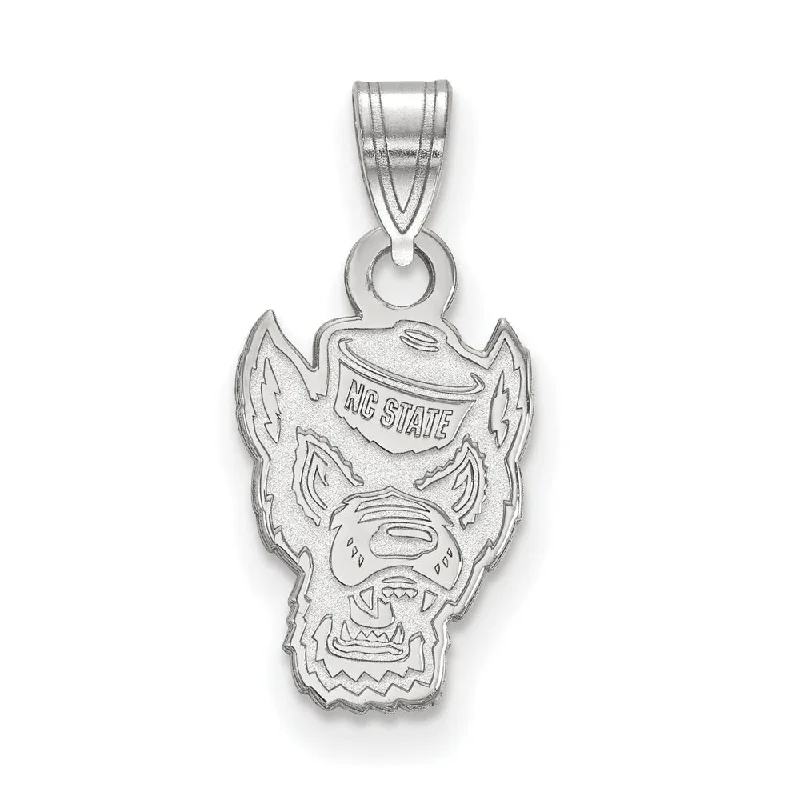 10k White Gold North Carolina State Small Logo Pendant