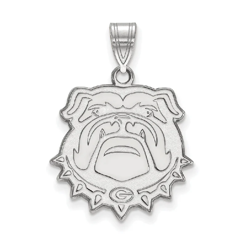 10k White Gold U. of Georgia Large Bulldog Pendant