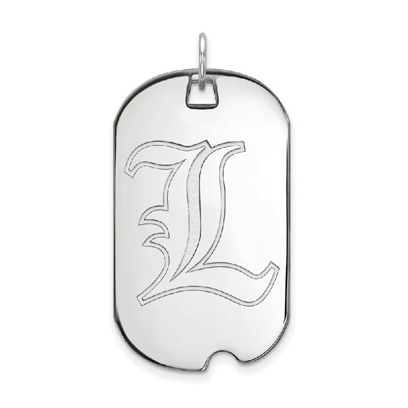 10k White Gold U. of Louisville Large Dog Tag Pendant