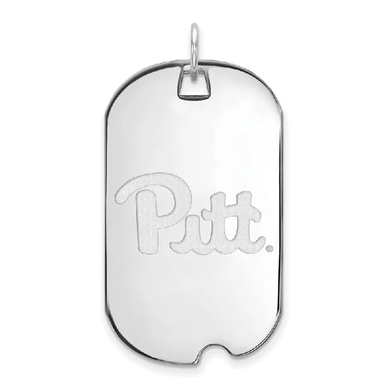 10k White Gold U. of Pittsburgh Large Dog Tag Pendant