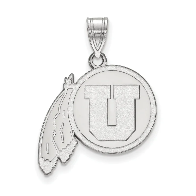 10k White Gold U. of Utah Large Pendant