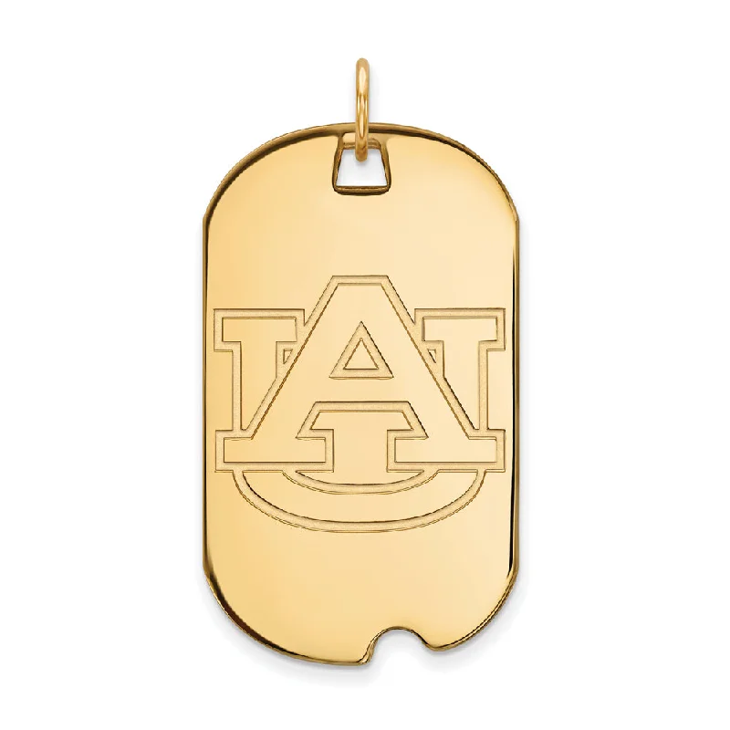 10k Yellow Gold Auburn U Large Dog Tag Pendant