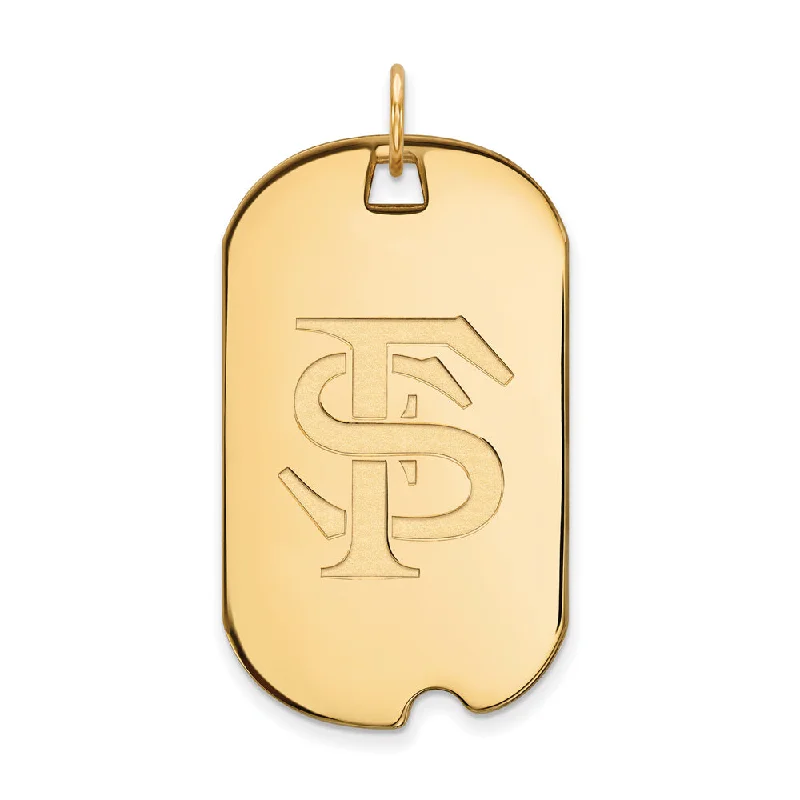 10k Yellow Gold Florida State Large Dog Tag Pendant