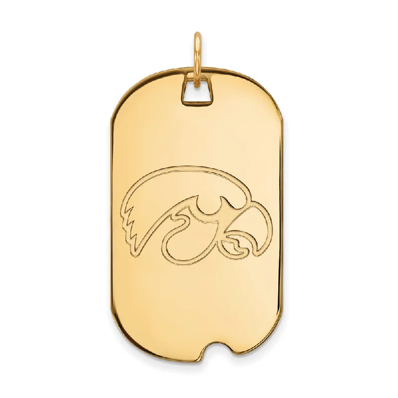 10k Yellow Gold U. of Iowa Large Dog Tag Pendant