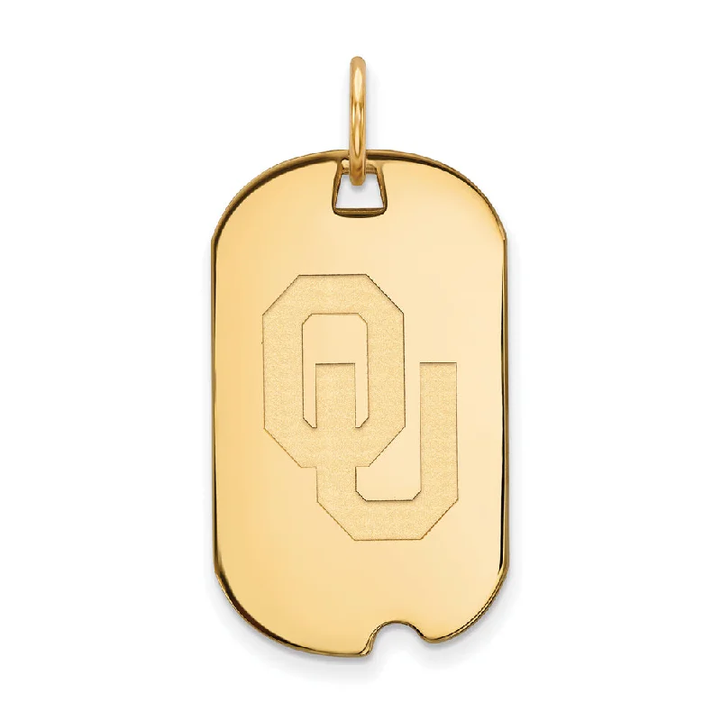 10k Yellow Gold U. of Oklahoma 'OU' Dog Tag Pendant