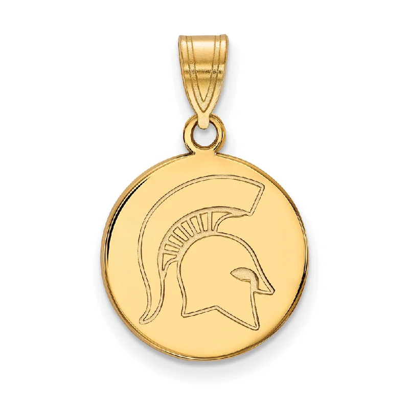 14k Gold Plated Silver Michigan State Medium Logo Disc Pendant