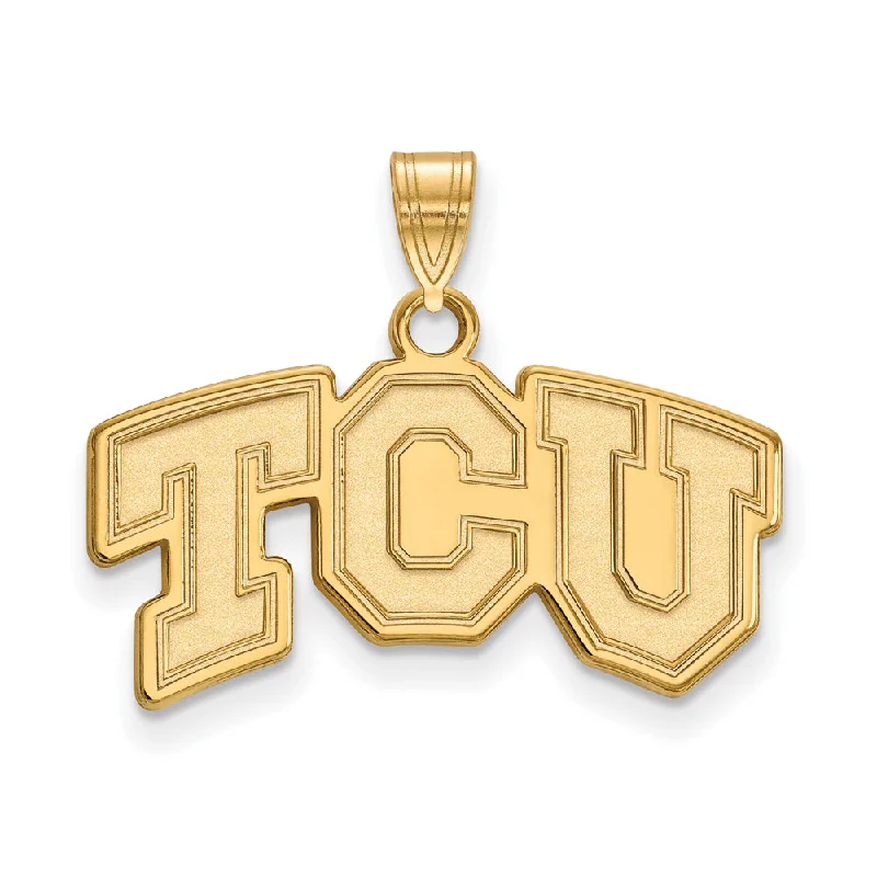 14k Gold Plated Silver Texas Christian U. Small 'TCU' Pendant