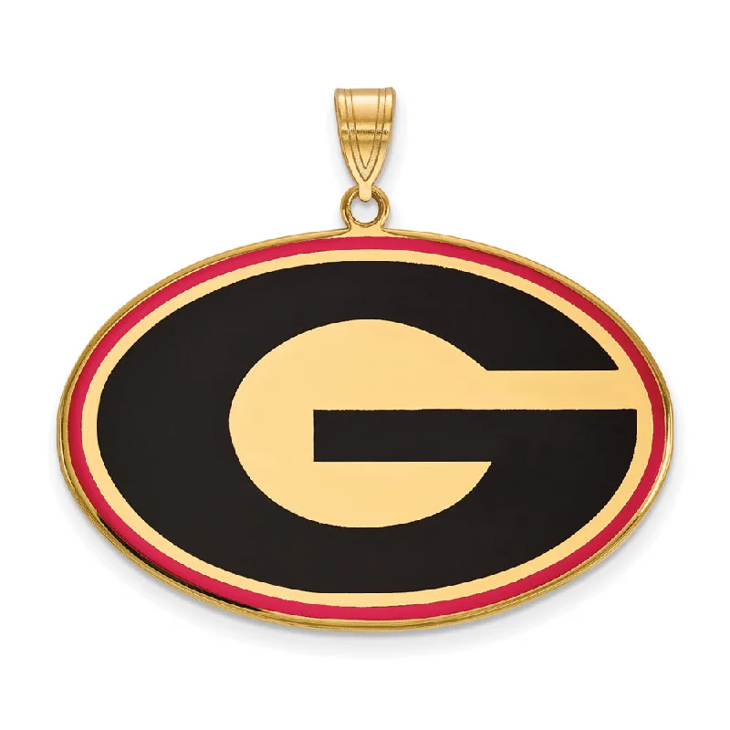 14k Gold Plated Silver U. of Georgia XL Enamel Pendant