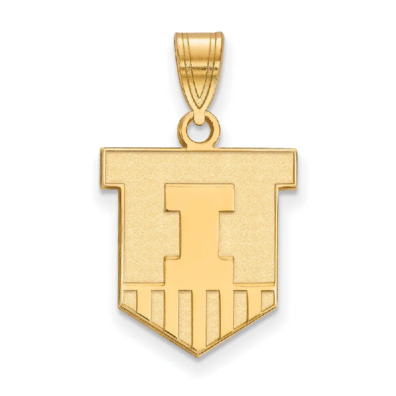 14k Gold Plated Silver U. of Illinois Medium Shield Pendant