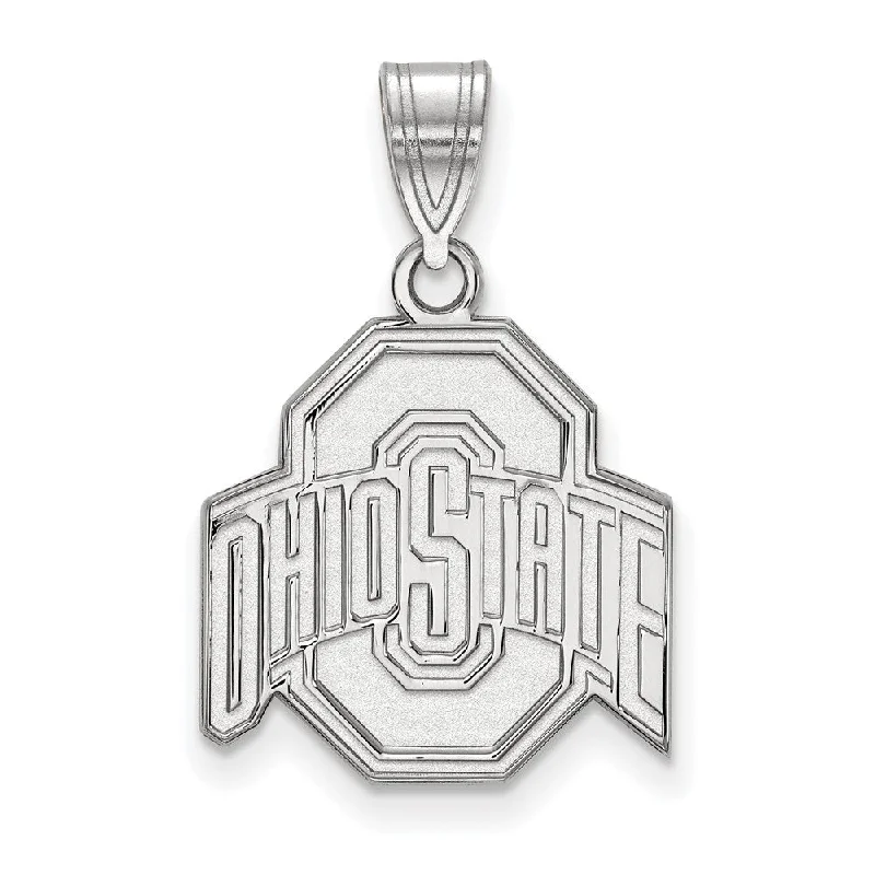 14k White Gold Ohio State Medium Logo Pendant