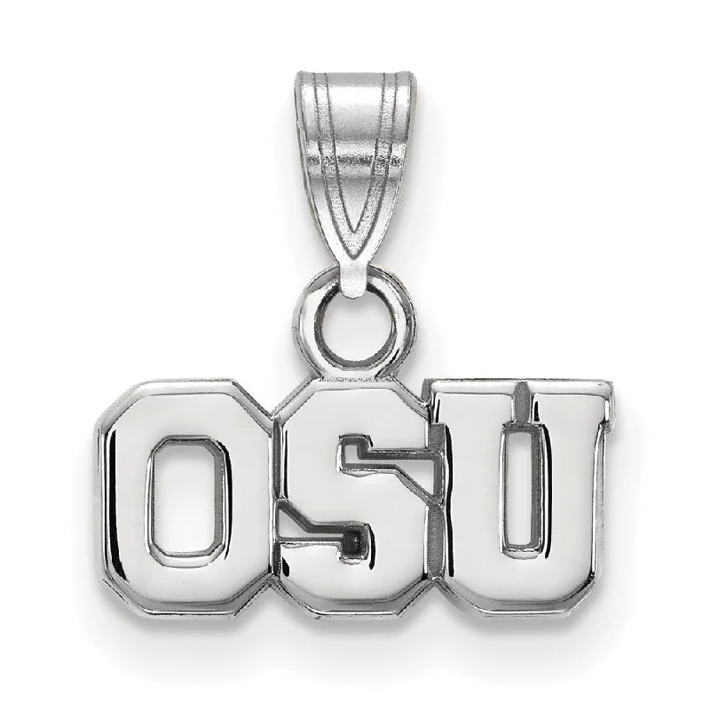 14k White Gold Ohio State Small 'OSU' Pendant