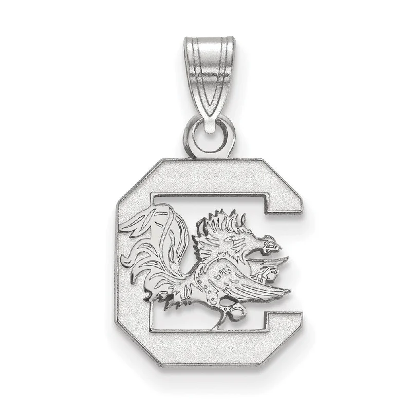 14k White Gold South Carolina Small Logo Pendant