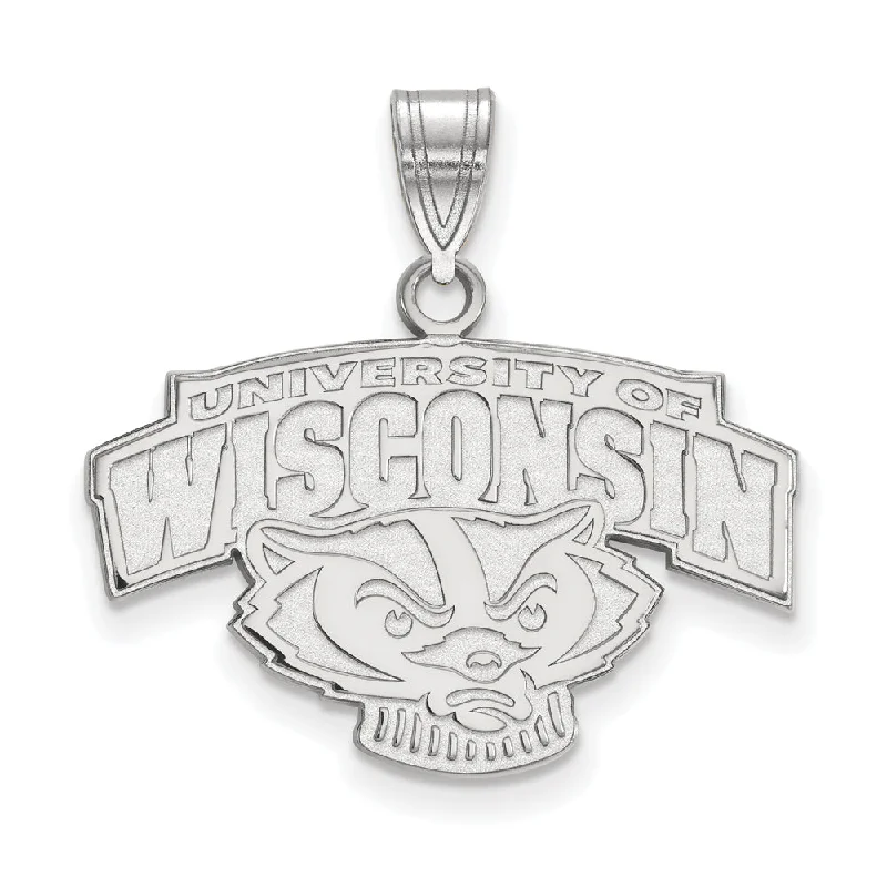 14k White Gold U. of Wisconsin Medium Mascot Logo Pendant