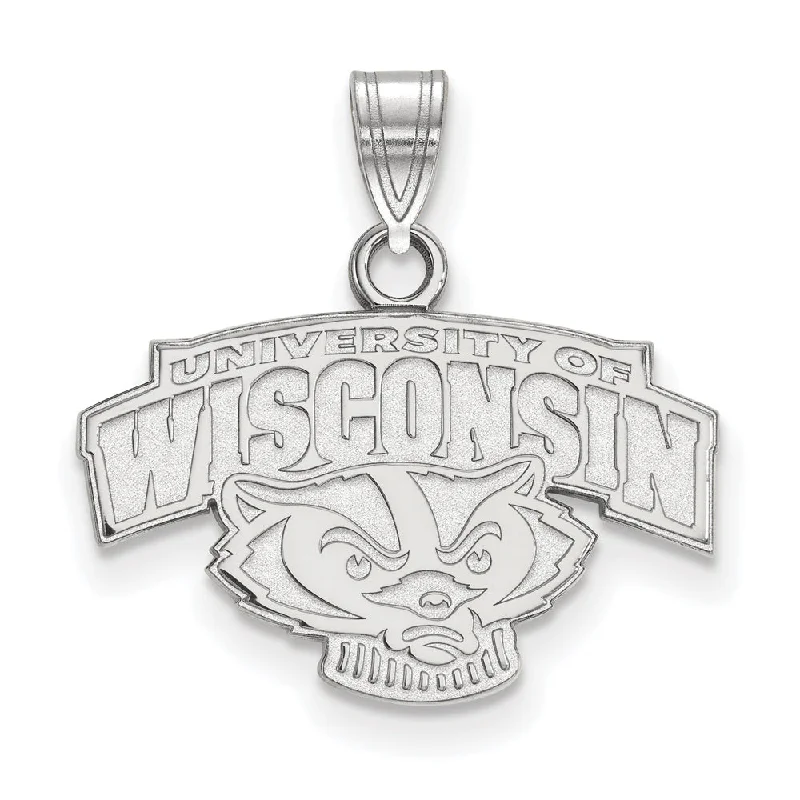 14k White Gold U. of Wisconsin Small Mascot Logo Pendant