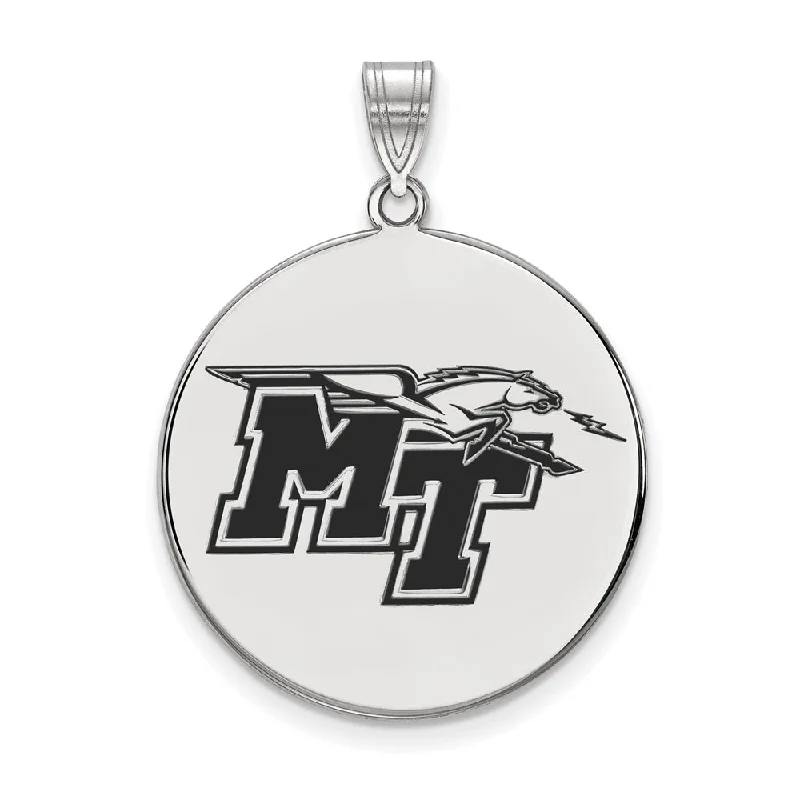 Sterling Silver Middle Tennessee State XL Enamel Disc Pendant