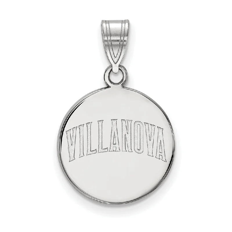 Sterling Silver Villanova U. Medium Script Disc Pendant