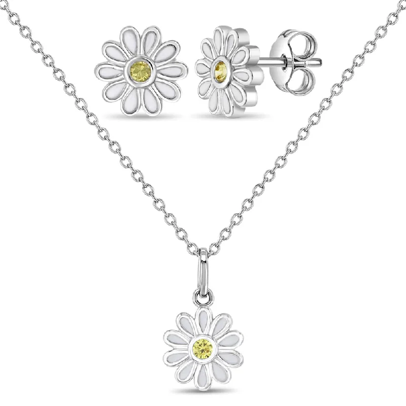 Dainty And Elegant Jewelry Now At Reduced Prices 925 Sterling Silver The Perfect Daisy Necklace Jewelry Set For Young Girls