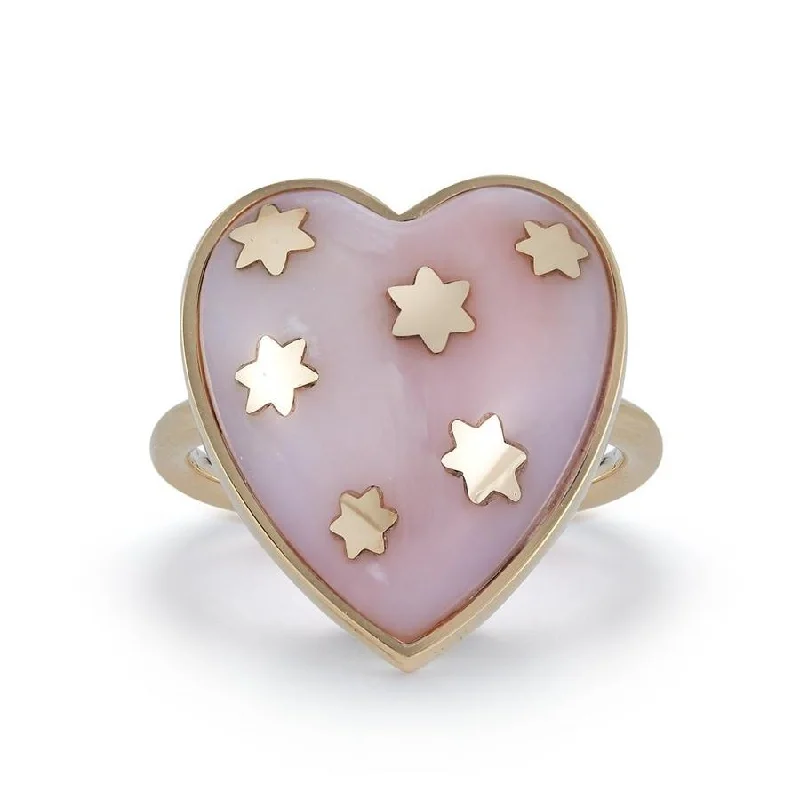 Classic And Modern Jewelry Styles On Sale Anna Semi Precious Heart and Gold Stars Ring