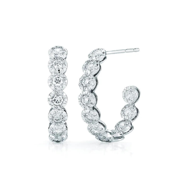 Clearance Sale On High-End Jewelry Collections KWIAT Sunburst Hoop Diamond Earrings E-2217-0-DIA-18KW