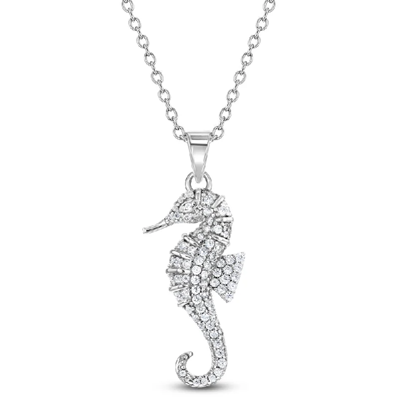 Exclusive Gemstone Jewelry Markdowns – Shop Now CZ Seahorse Preteen / Teen Pendant/Necklace - Sterling Silver