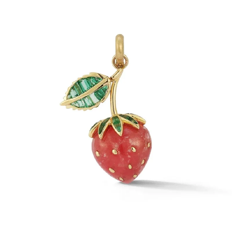 Get The Jewelry You Love At A Price You Love Emerald & Rhodochrosite Sweet Strawberry Charm