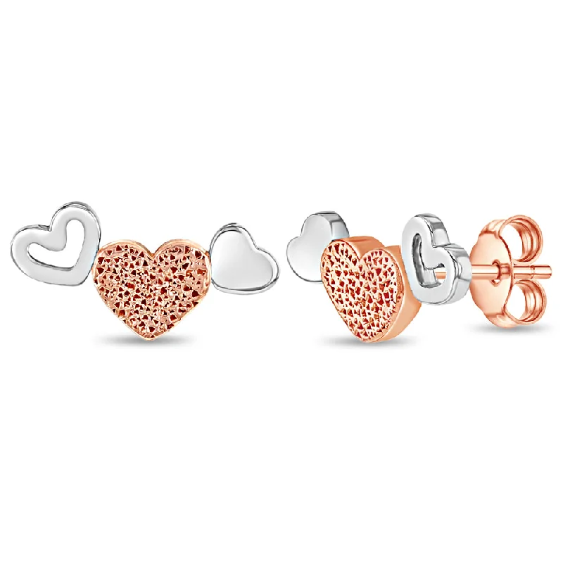 Timeless Jewelry Styles At Wallet-Friendly Prices Full of Hearts Kids / Teen Earrings - Sterling Silver Rose Gold Plated