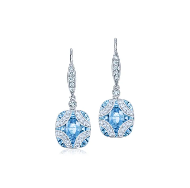 Dazzle With Discounts – Shop Jewelry On Sale KWIAT Argyle Collection Aquamarine and Diamond Earrings E-28441-0-AQUDIA-18KW