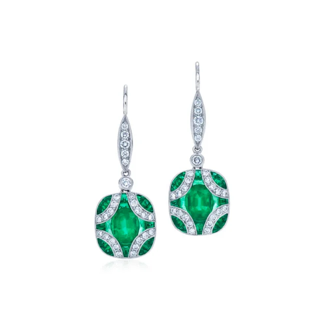 Timeless Jewelry At Special Discount Rates KWIAT Argyle Collection Emerald and Diamond Earrings E-28441E-0-DIAEME-18KW