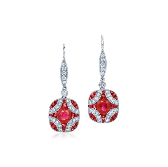 Exclusive Gemstone Jewelry At Special Prices KWIAT Argyle Collection Ruby and Diamond Earrings E-28441R-0-DIARUB-18KW