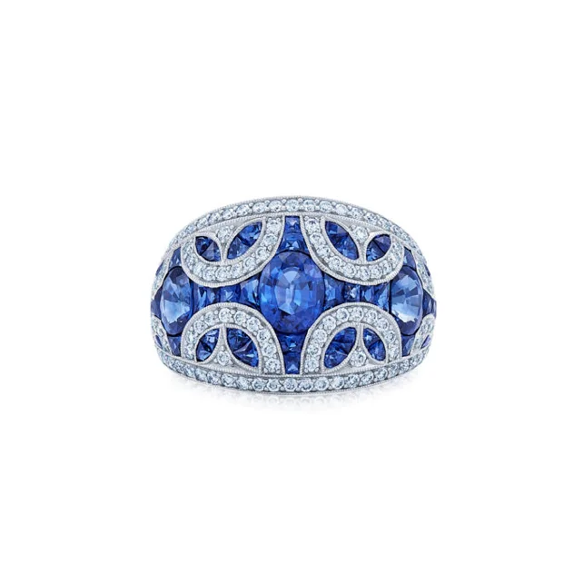 Elegant Jewelry Pieces At Unbelievable Prices KWIAT Argyle Collection Sapphire and Diamond Wide Ring R-28127S-0-DIASAP-18KW