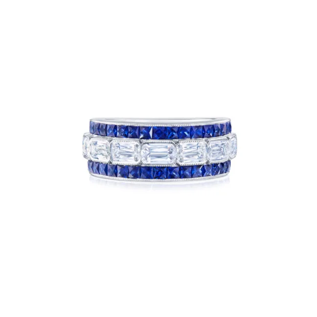 Affordable Luxury Jewelry For Every Occasion KWIAT ASHOKA Diamond and Sapphire Ring W-30041S-20-DIASAP-PLAT