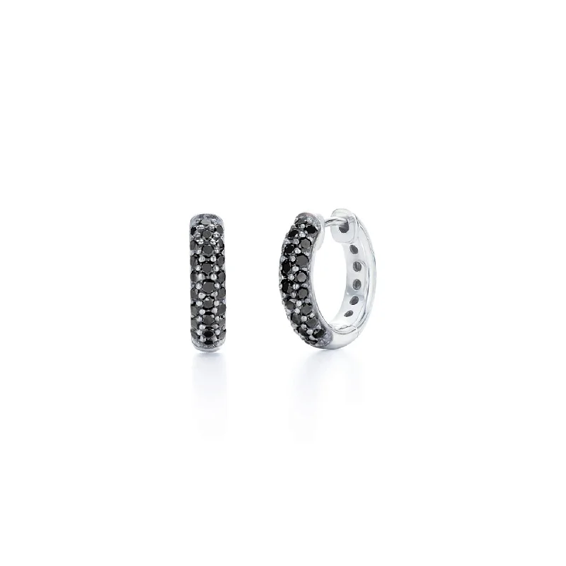 Modern Jewelry At Exclusive Discounts – Shop Today KWIAT Moonlight Collection Pave Black Diamond Huggie Earring E-2453-0-DIA-18KW