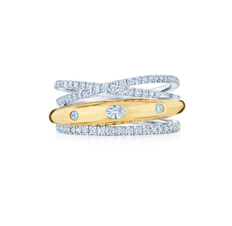 Make Every Moment Shine – Jewelry Discounts Available KWIAT Orbit Stacked Ring with Diamonds R-30194-0-DIA-18KTT