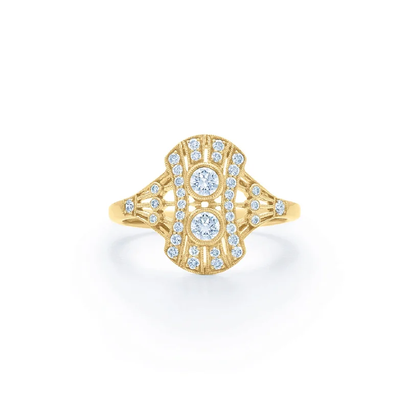 Luxury Jewelry Sale – Sparkle For Less KWIAT Splendor Diamond Petite Filigree Ring R-28092-0-DIA-18KY