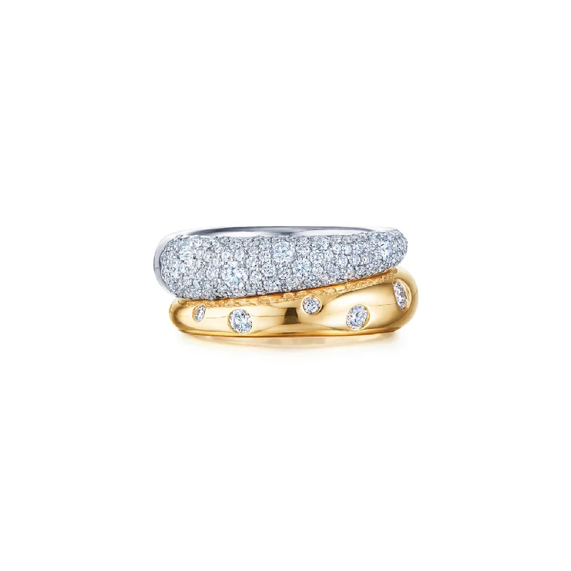 Buy More, Save More On Stunning Jewelry Pieces KWIAT Cobblestone Double Band Ring with Diamonds R-30100-0-DIA-18TT