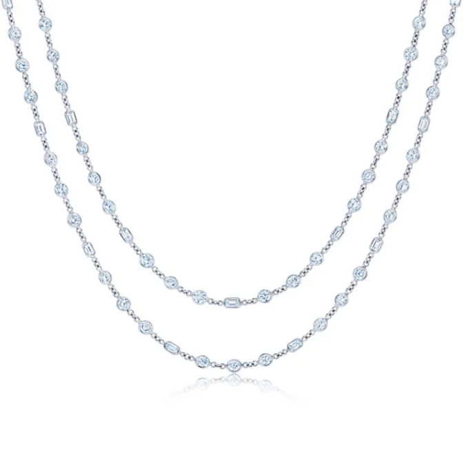 Fine Jewelry, Limited-Time Offers Available KWIAT Round and Emerald Diamond Strings Station Necklace N-9500-0-DIA-PLAT