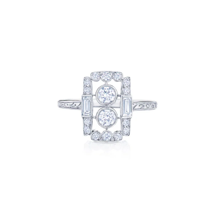 Limited-Time Offer On Elegant Jewelry Pieces KWIAT Rectangular Ring with Diamonds R-28104-0-DIA-18KW